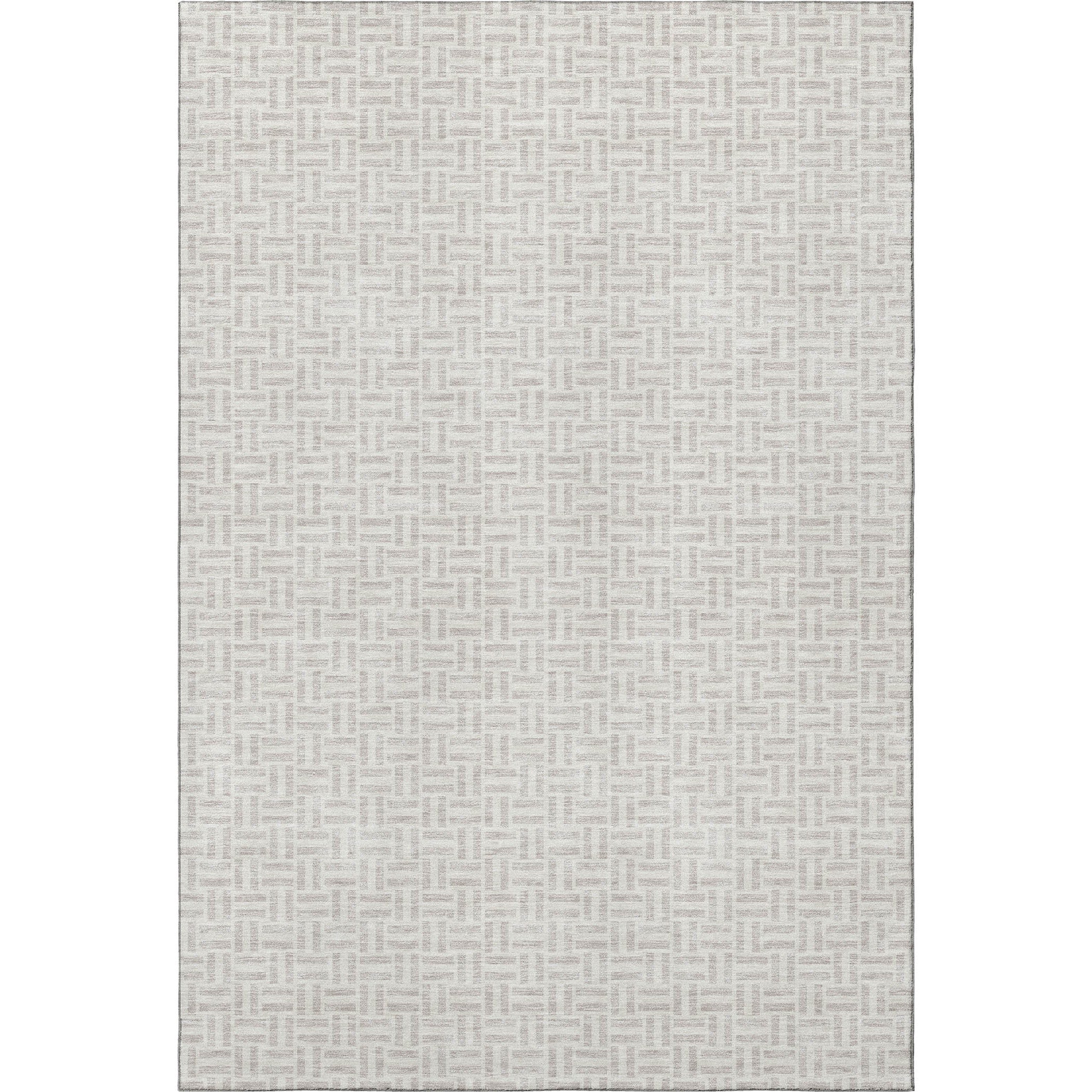 5' X 8' Taupe And Ivory Geometric Washable Area Rug With UV Protection-2
