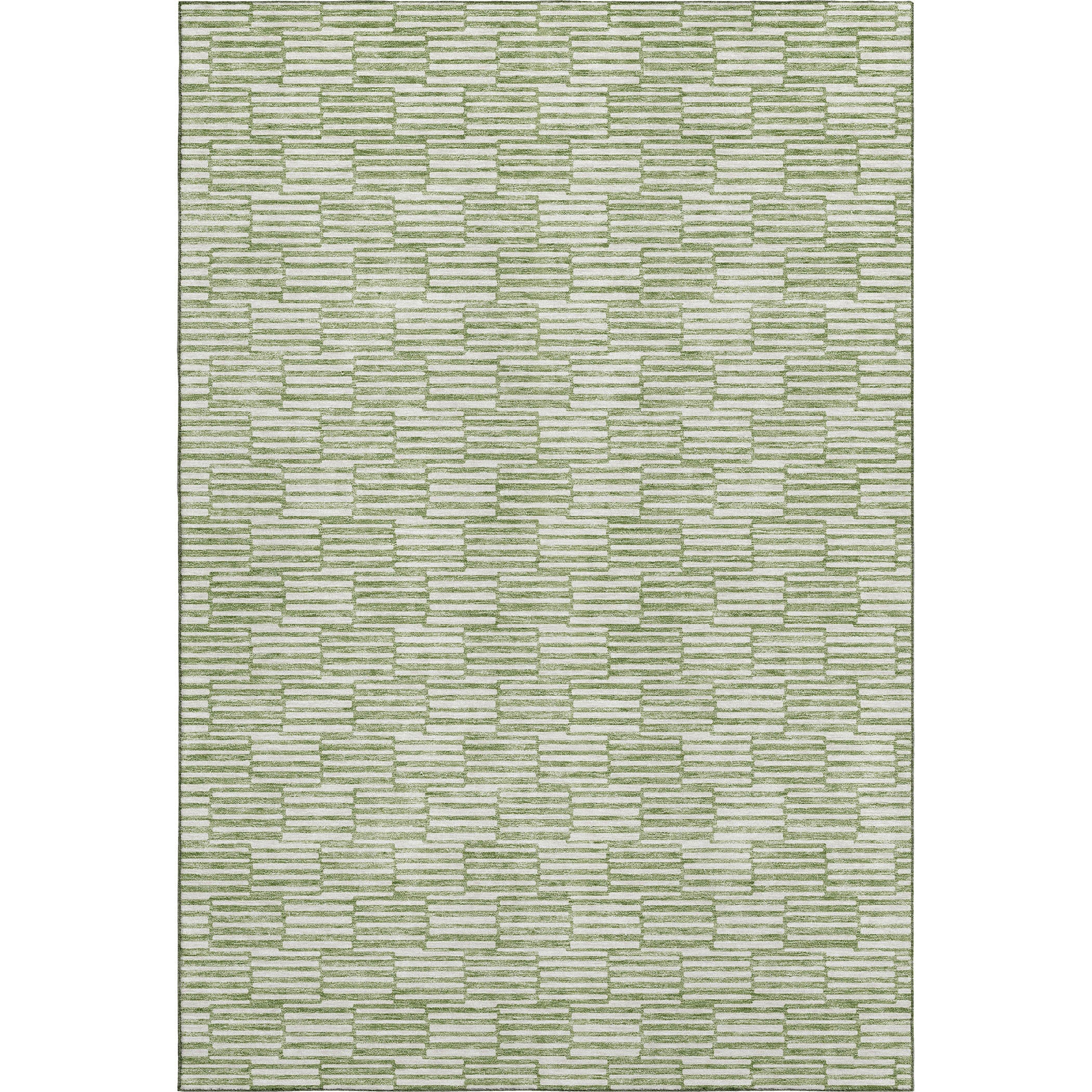 5' X 8' Green And Ivory Abstract Geometric Washable Area Rug With UV Protection-0