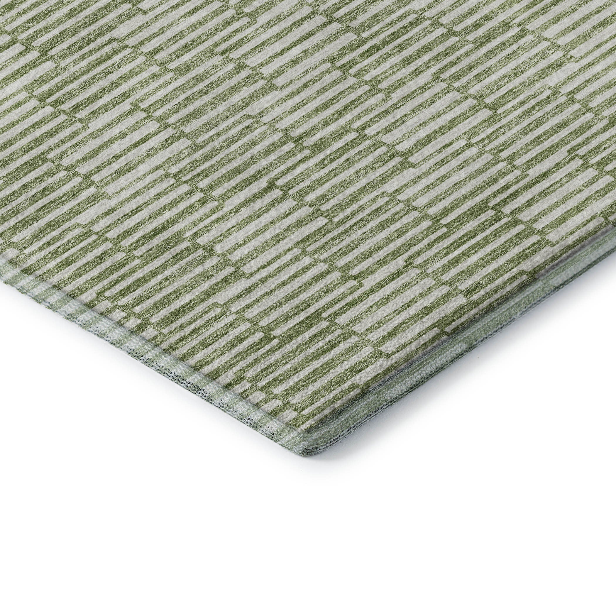 5' X 8' Green And Ivory Abstract Geometric Washable Area Rug With UV Protection-6