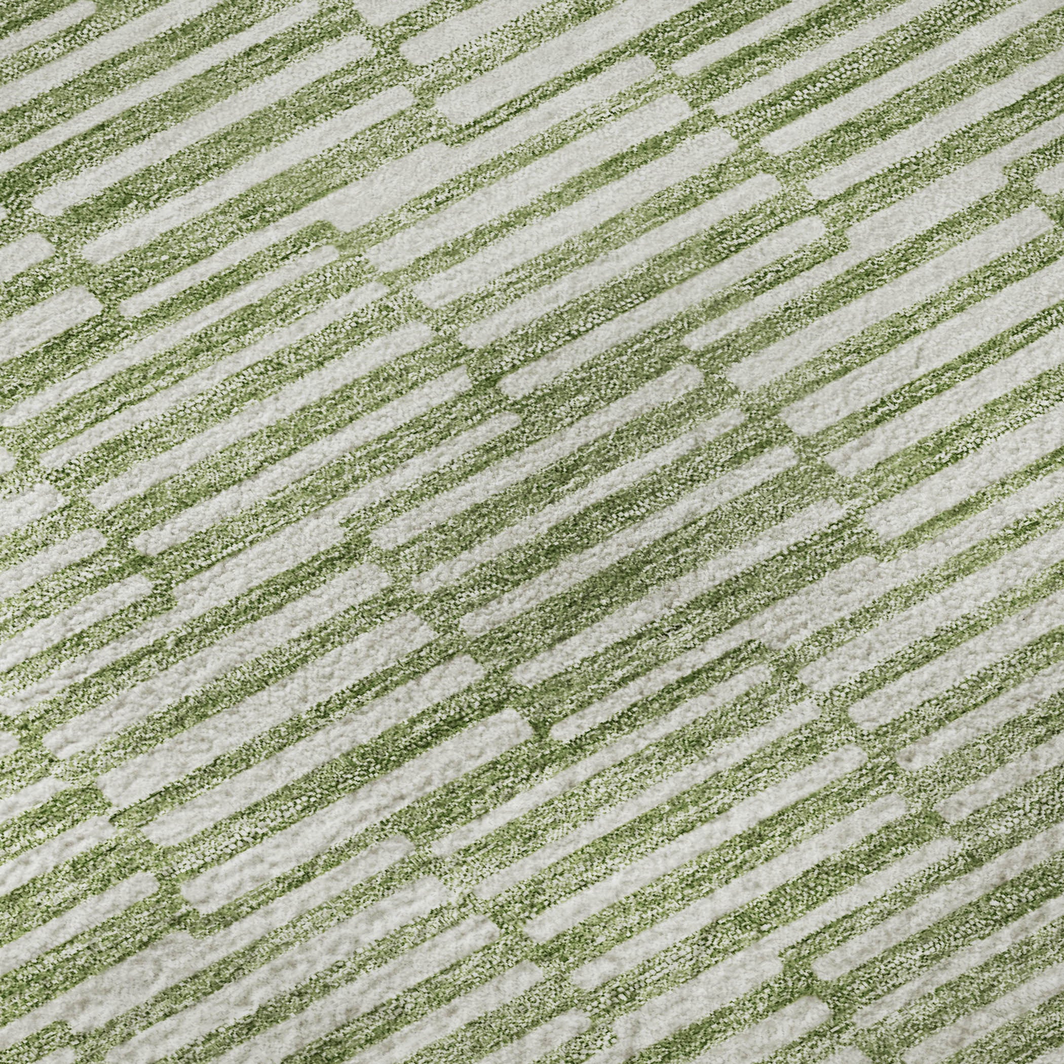 5' X 8' Green And Ivory Abstract Geometric Washable Area Rug With UV Protection-8