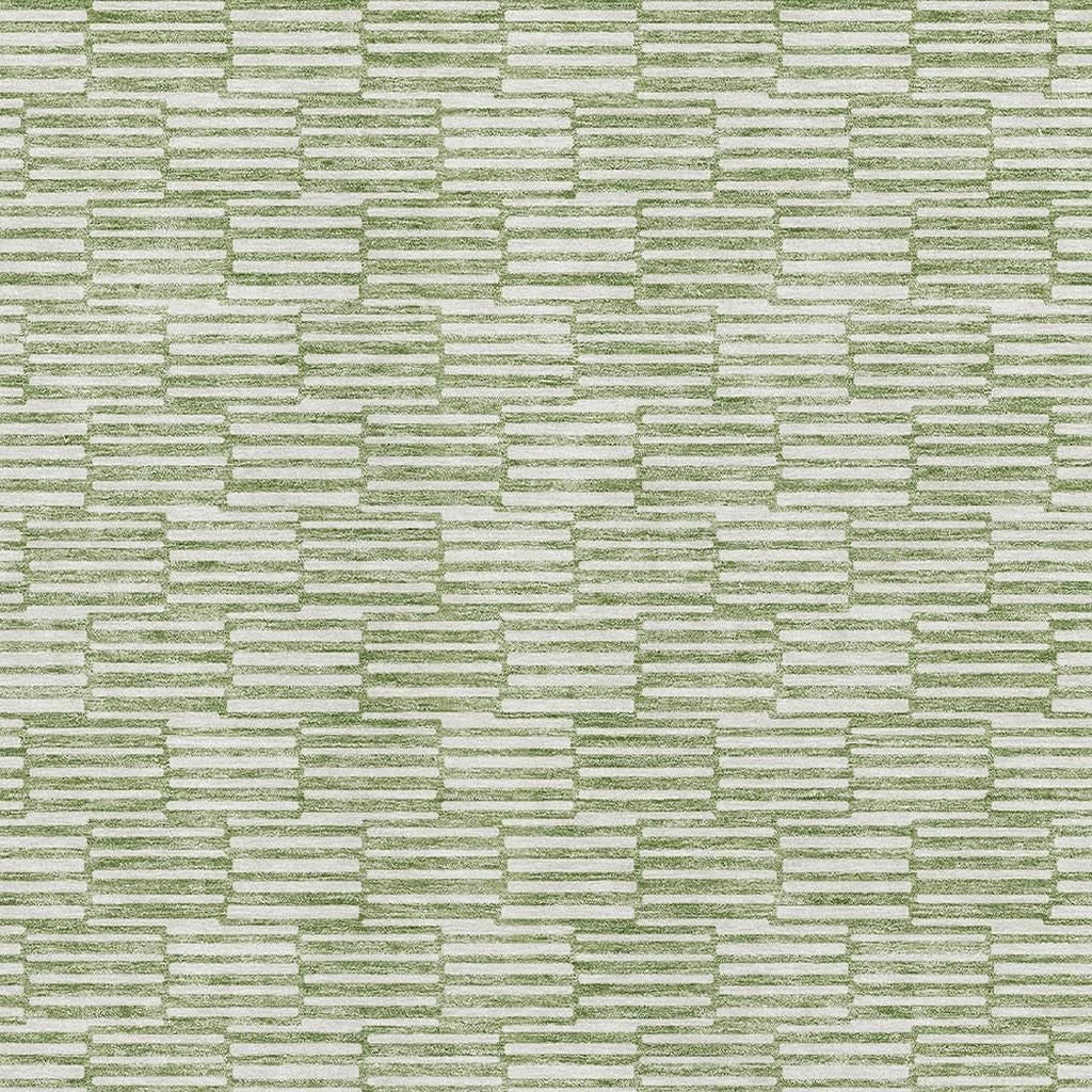 5' X 8' Green And Ivory Abstract Geometric Washable Area Rug With UV Protection-1