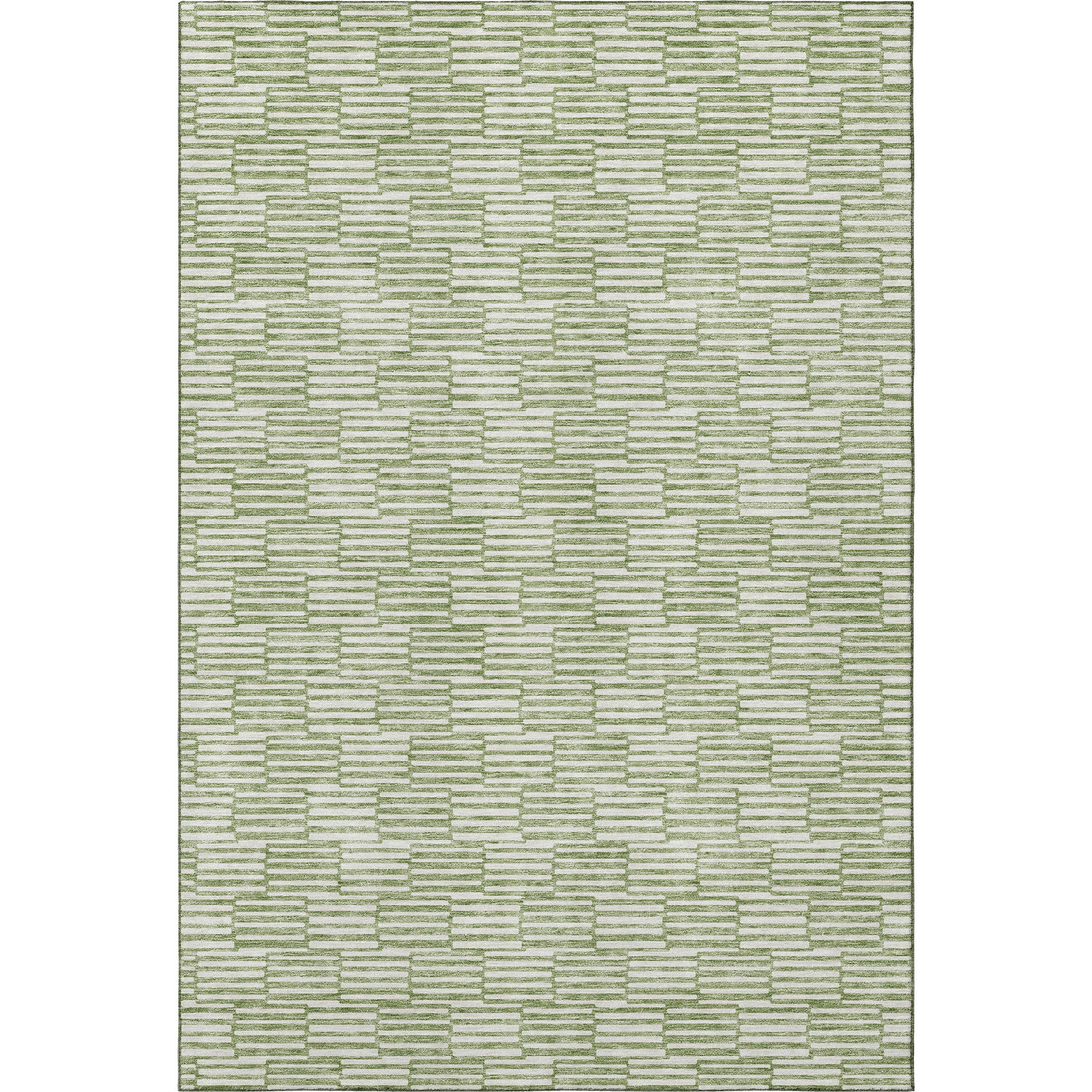 5' X 8' Green And Ivory Abstract Geometric Washable Area Rug With UV Protection-2