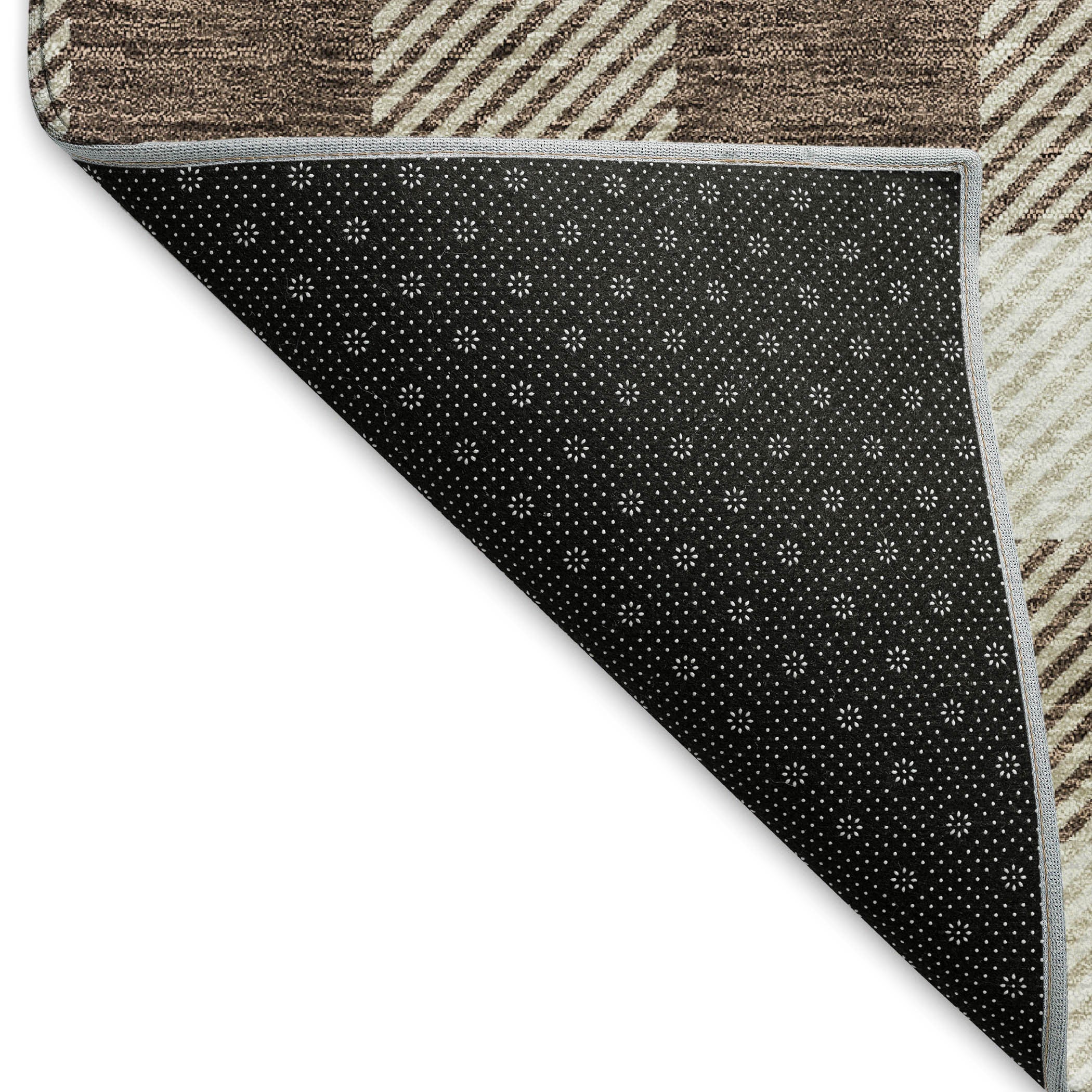 5' X 8' Brown And Beige Plaid Washable Area Rug With UV Protection-5