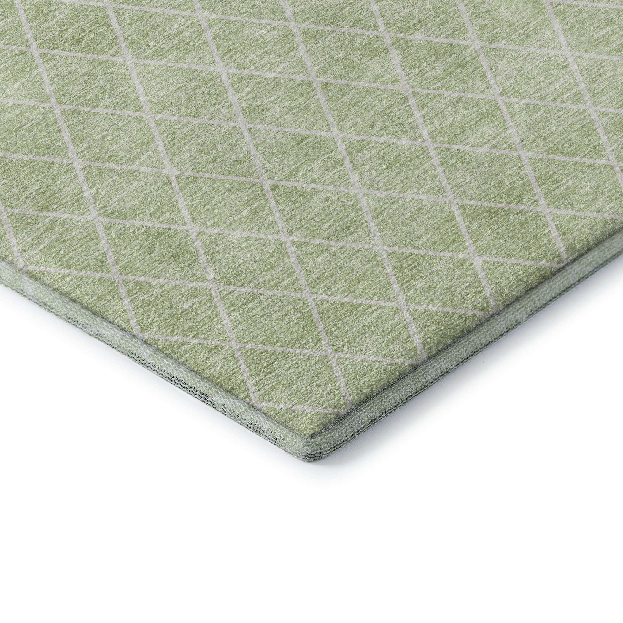 5' X 8' Mint Green And Ivory Geometric Washable Area Rug With UV Protection-5