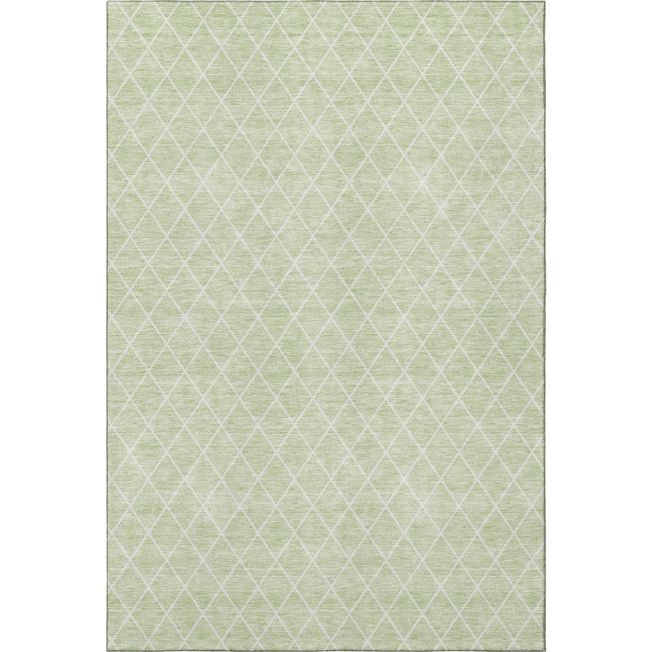 5' X 8' Mint Green And Ivory Geometric Washable Area Rug With UV Protection-1