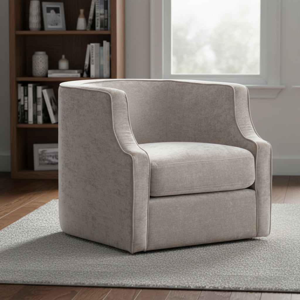 32" Beige Fabric Upholstered Arm Chair-1