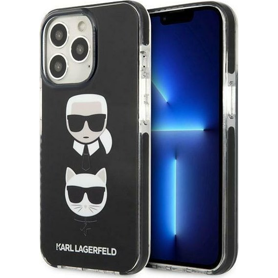 Karl Lagerfeld KLHCP13XTPE2TK iPhone 13 Pro Max 6,7" Keménytok Fekete Karl&Choupette Fej Tok (KLD1109)-0