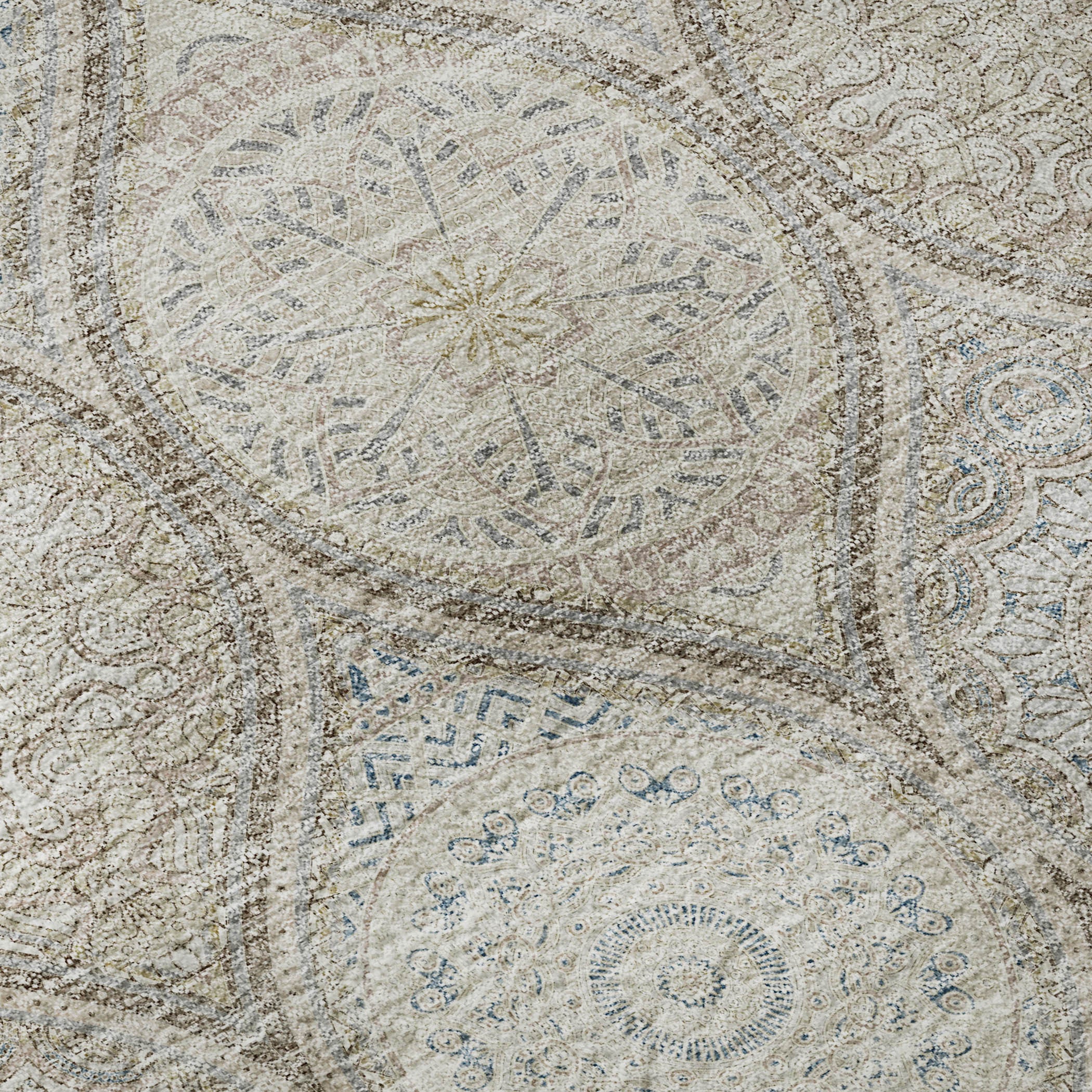 5' X 8' Taupe Beige And Ivory Ogee Washable Area Rug With UV Protection-8