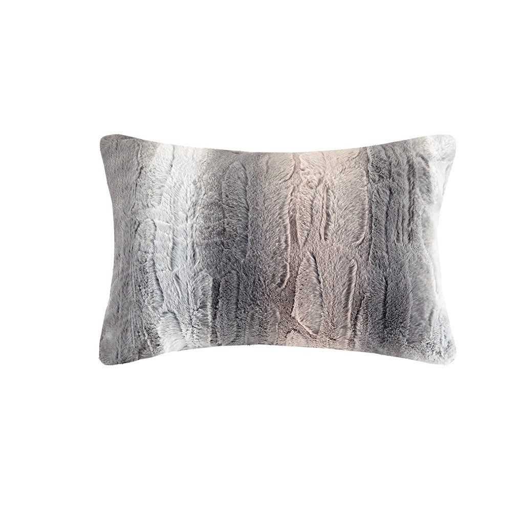 Set of Four Gray And Pink Striped King Ring Stitch Polyester Sham And Comforter-2