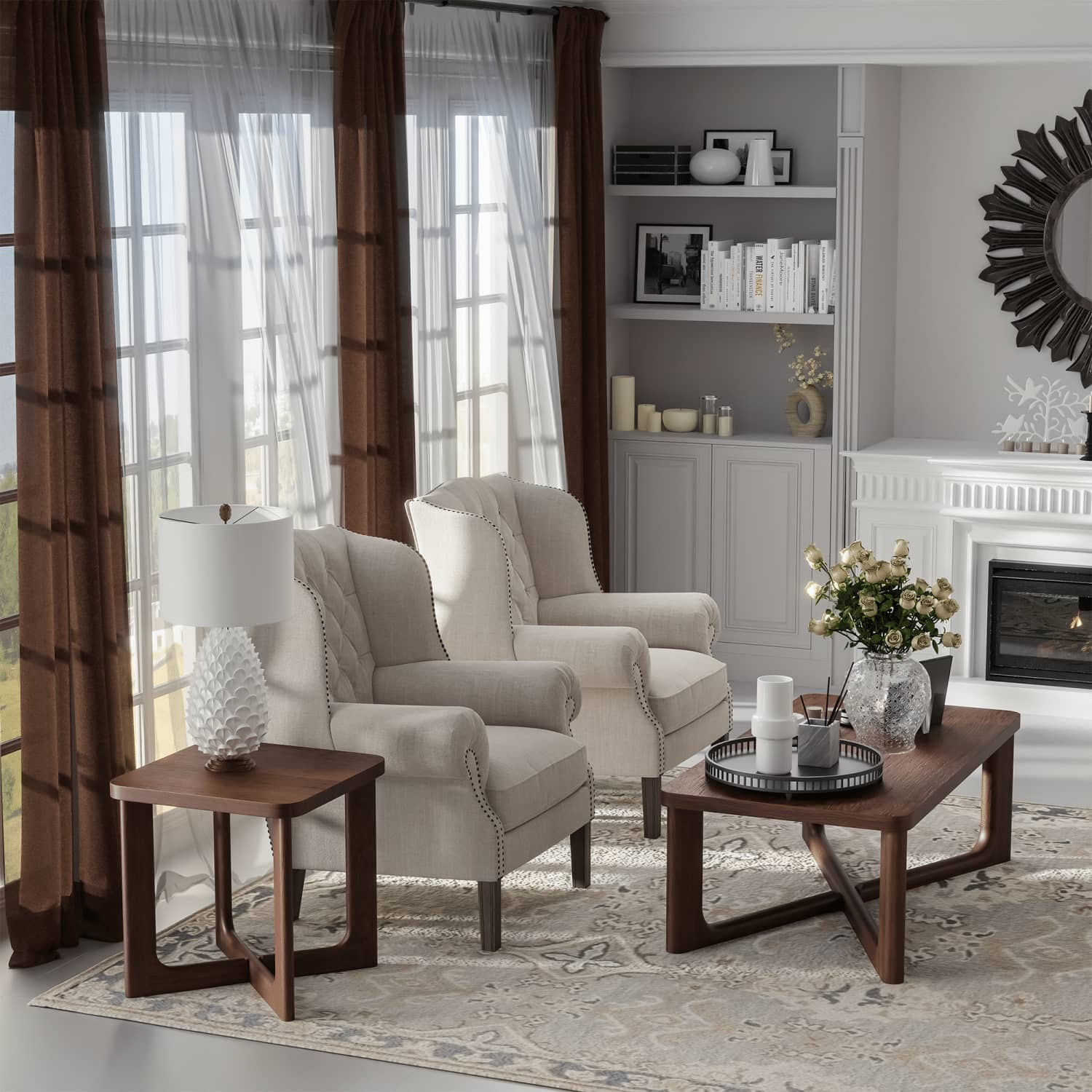 24" Brown Wood Square Cross Legs End Table-5