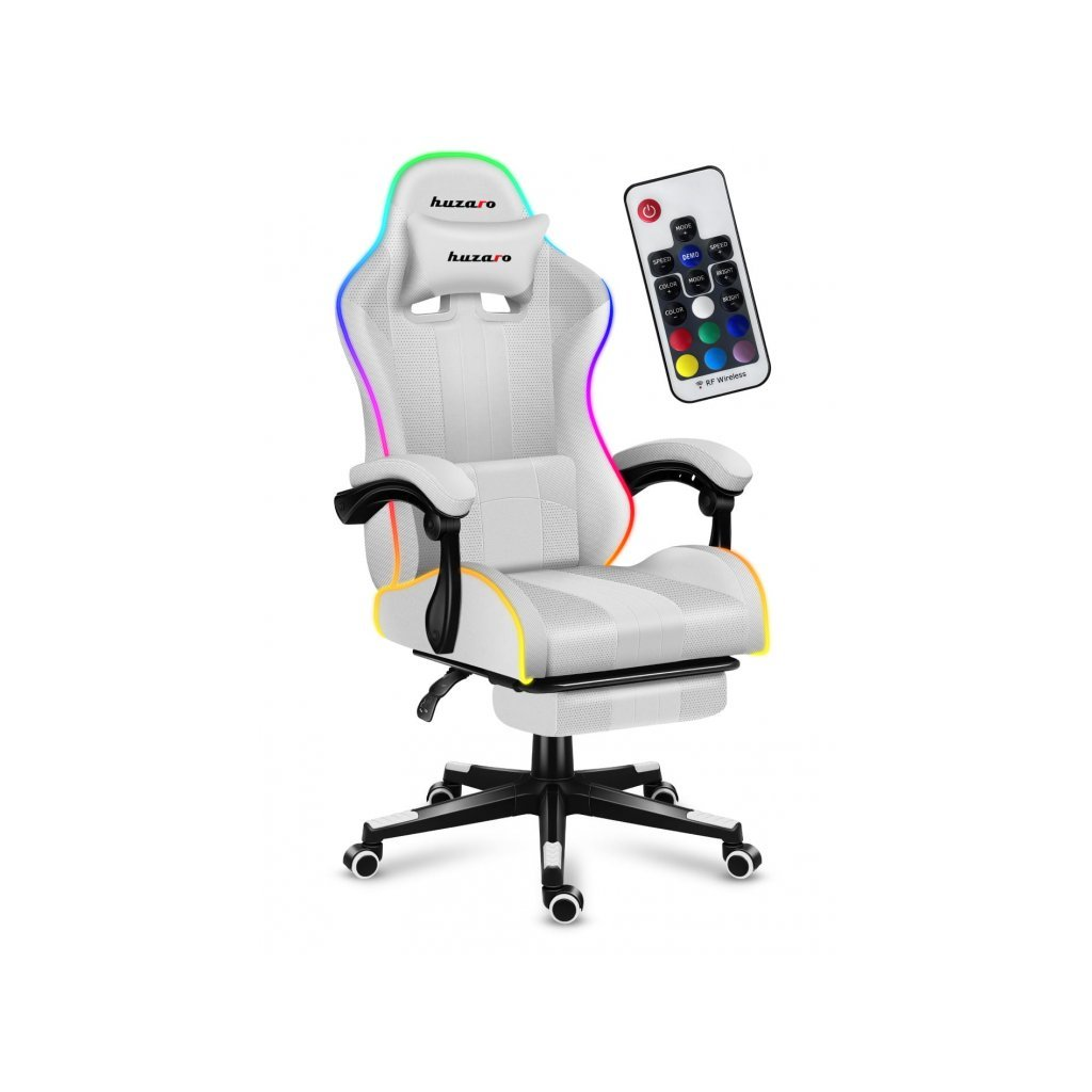 Scaun de gaming, HUZARO Force 4.7, Mesh, Suport Picioare, Functia Seat Rest, RGB, multicolor (HZ-FORCE 4.7 RGB WHITE)-0