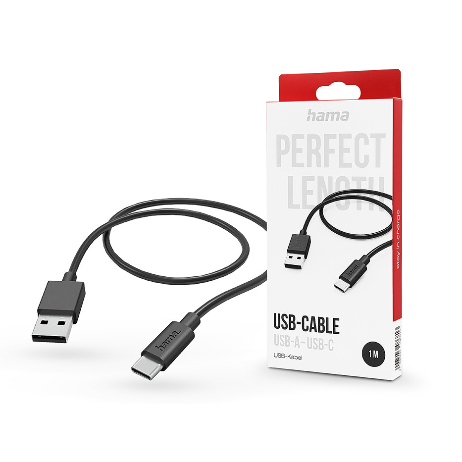 Kabel Hama USB - USB typ C 1 m czarny (201594)-0