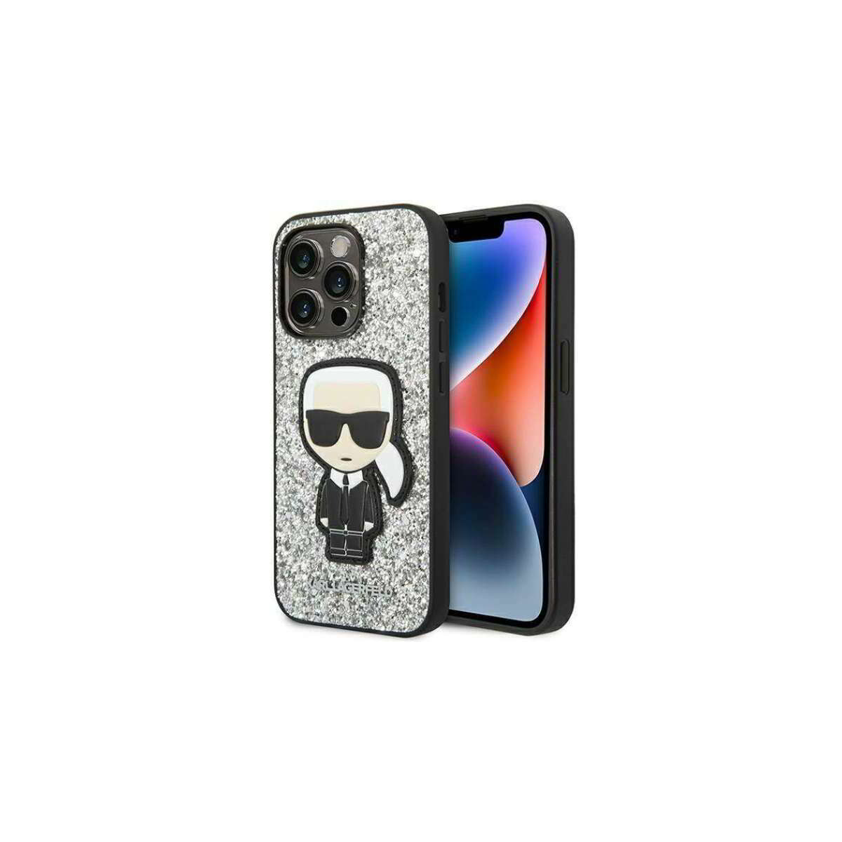 Karl Lagerfeld Glitter Flakes Ikonik Apple iPhone 14 Pro Szilikon Tok - Ezüst (KLHCP14LGFKPG)-0