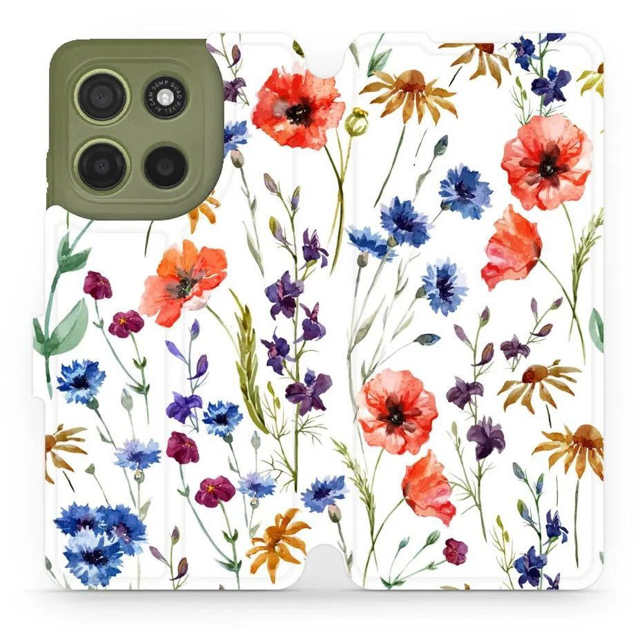 Mobiwear Motorola Moto G15 flip tok - mezei virágok (5906511823877)-0