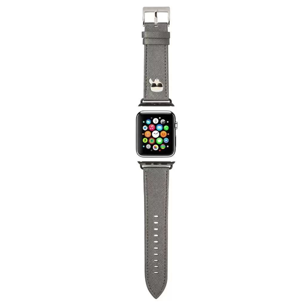 Karl Lagerfeld Karl Lagerfeld Pasek KLAWLOKHG Apple Watch 42/44/45mm srebrny/silver strap Saffiano Karl Heads (KLAWLOKHG)-0