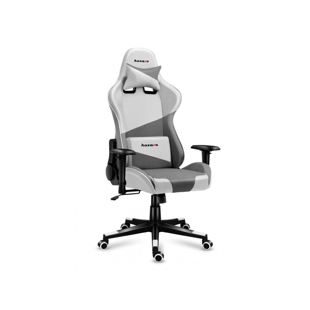 Scaun de gaming, Huzaro Force 6.2, brate reglabile, suport lombar reglabil, perna pentru gat, Mesh, 130 kg, Alb/Gri (HZ-FORCE 6.2 WHITE MESH)-0