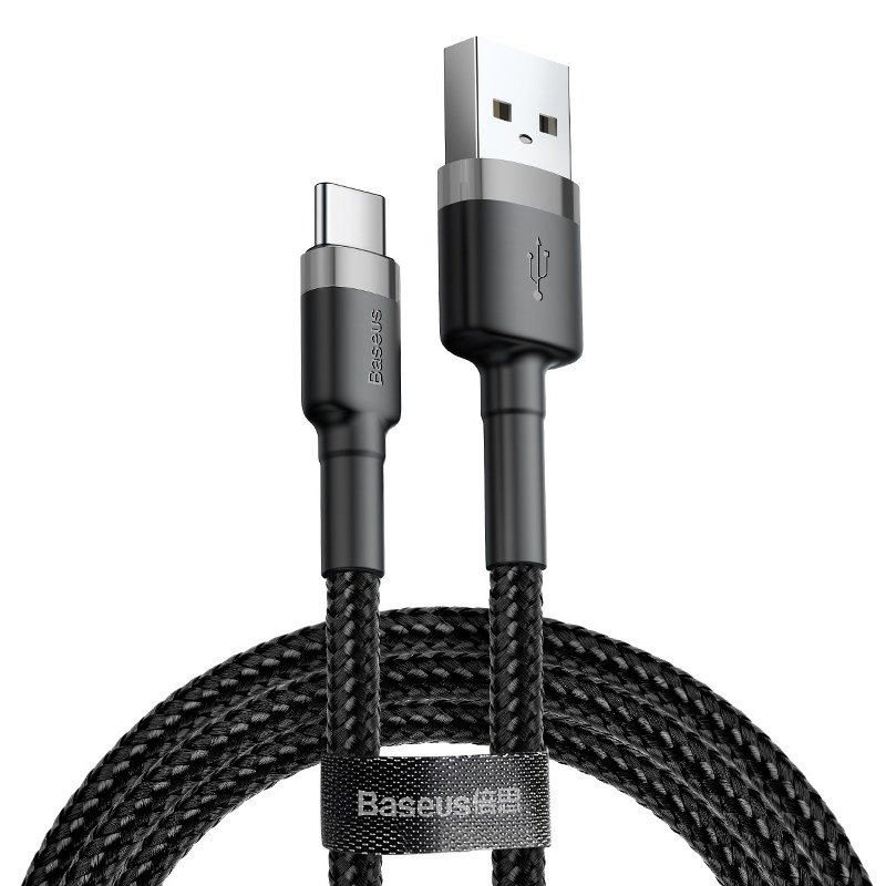 Baseus Cafule USB-USB-C töltőkábel 2A, 3m, szürke-fekete (CATKLF-UG1) (CATKLF-UG1)-0
