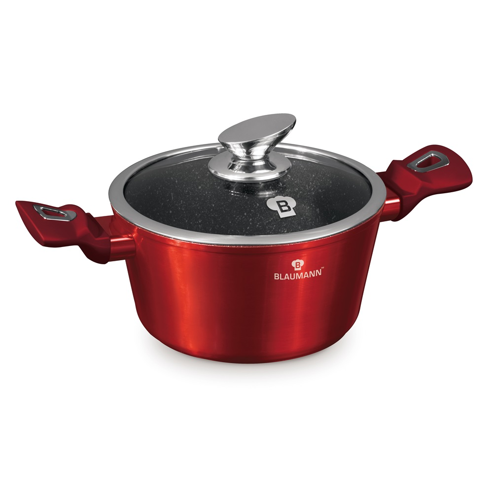 Blauman BL-3985 Lábas Üveg fedővel Ø 20cm 2,5L - Piros (BL-3985)-0