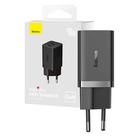 Baseus GaN5 2xUSB-C hálózati töltő 40W fekete (CCGP180101) (CCGP180101) (CCGP180101)-0