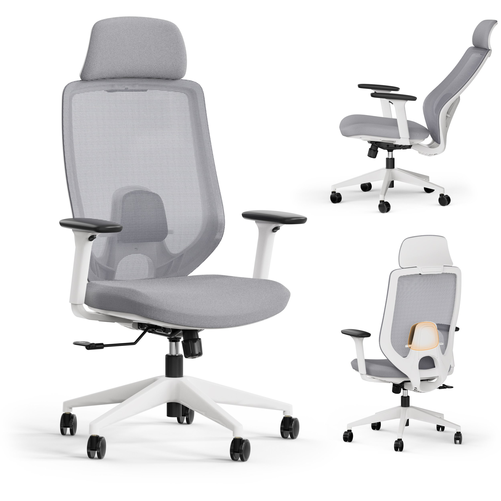 Krzesło biurowe SENSE7 Nakai Biało-szare (5902659848055)-0