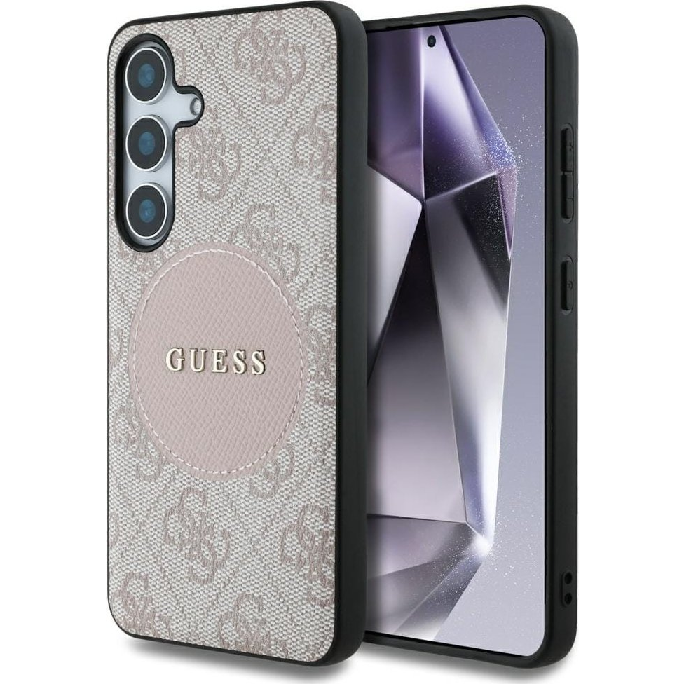 Предпазен калъф Guess 4G PU MagSafe Circle за Samsung Galaxy S25, Розов (GUHMS25SP4PGRSGP)-0