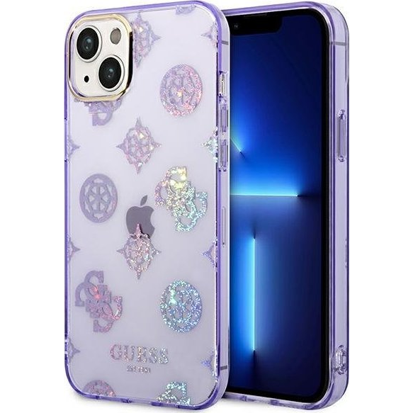 Guess Peony Glitter Apple iPhone 14 Plus hátlap tok, lila (GUE2110)-0