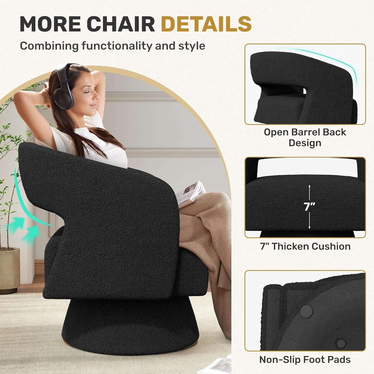 Black ThreeSixty Swivel Armchairs Premium Collection-4