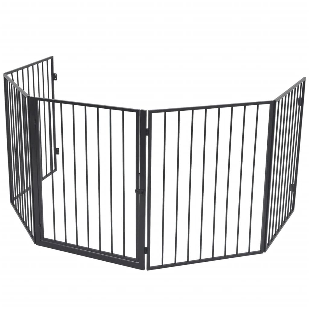 NNEVL Pet Fireplace Fence Steel Black-1