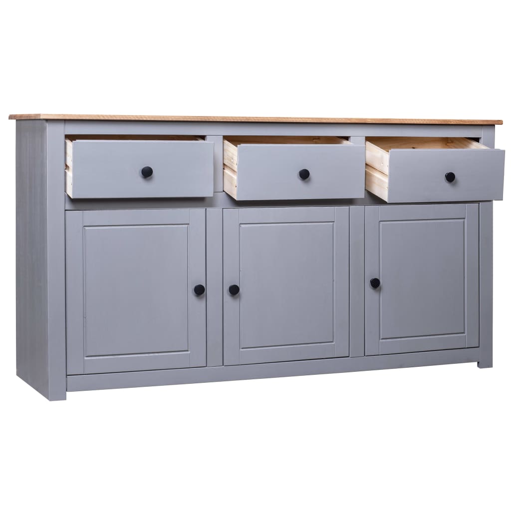 NNEVL Sideboard Grey 135x40x80 cm Solid Pinewood Panama Range-2