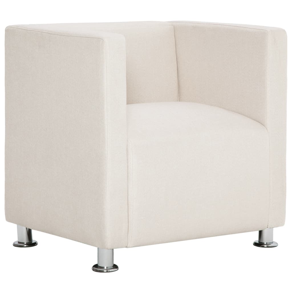 vidaXL Cube Armchair Cream Fabric-1