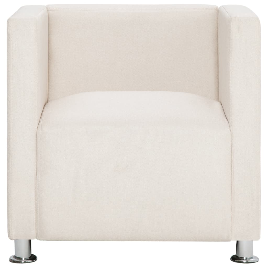 vidaXL Cube Armchair Cream Fabric-4