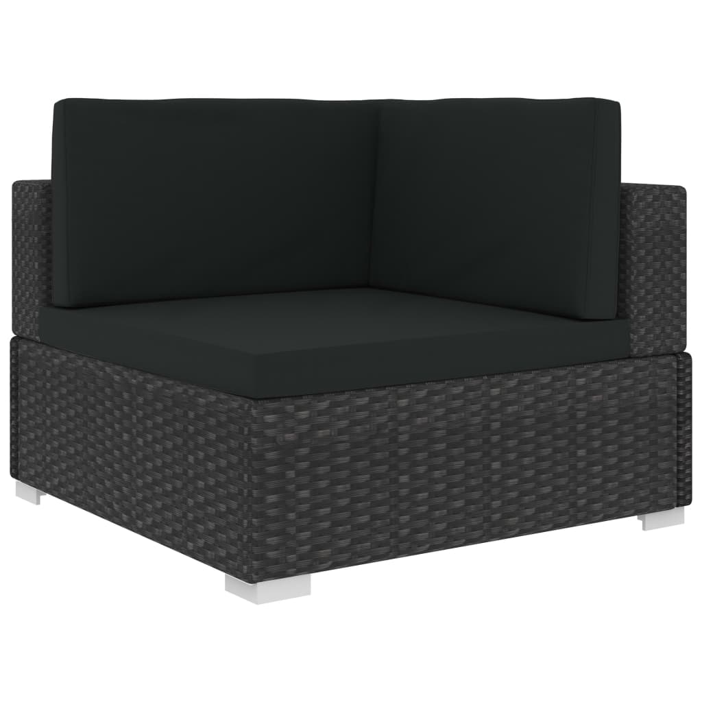 vidaXL 4 Piece Patio Sofa Set with Cushions Poly Rattan Black-3