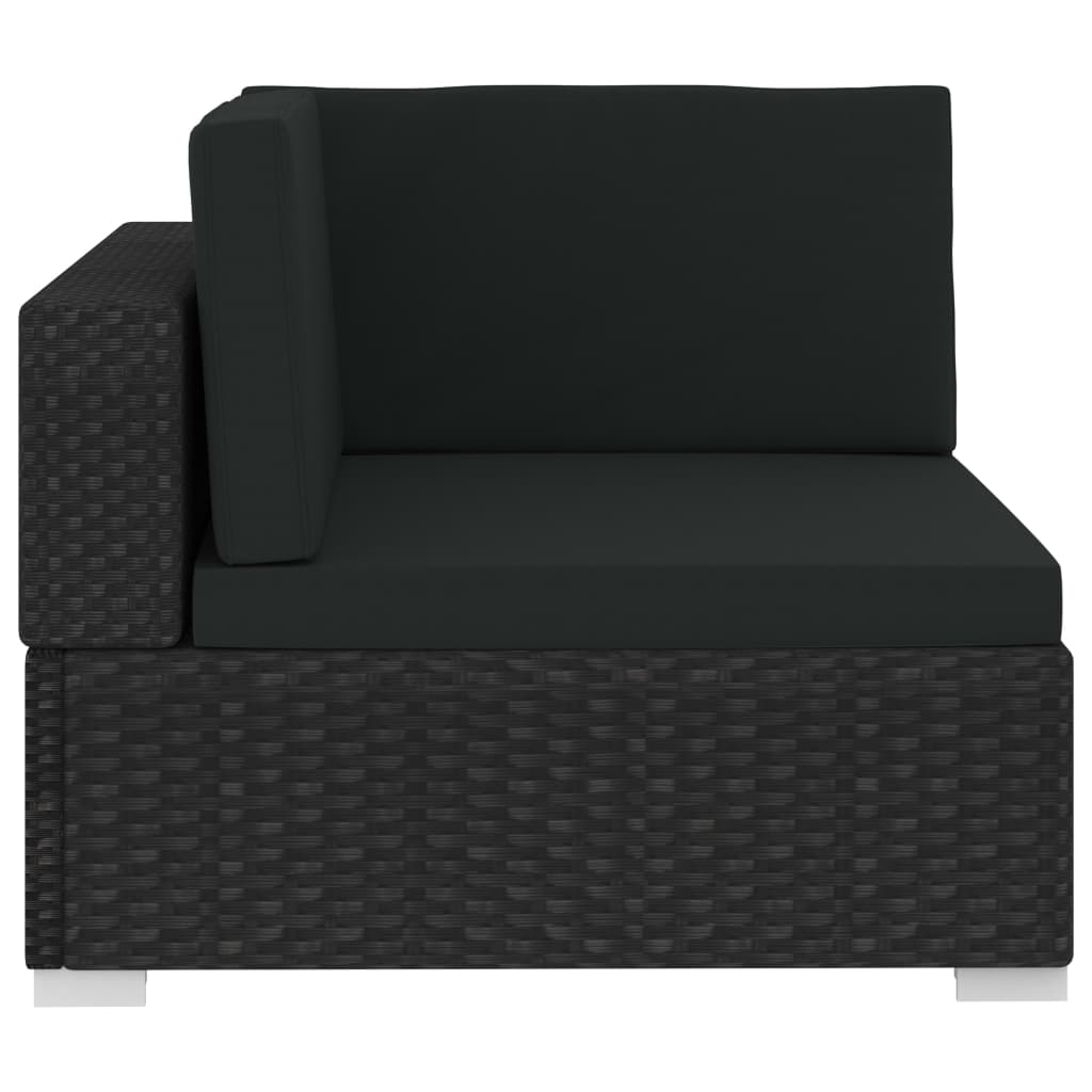 vidaXL 4 Piece Patio Sofa Set with Cushions Poly Rattan Black-4