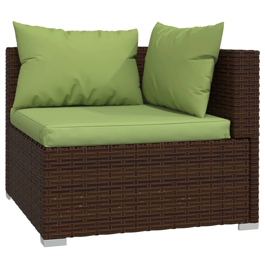 vidaXL 10 Piece Patio Lounge Set with Cushions Brown Poly Rattan-3