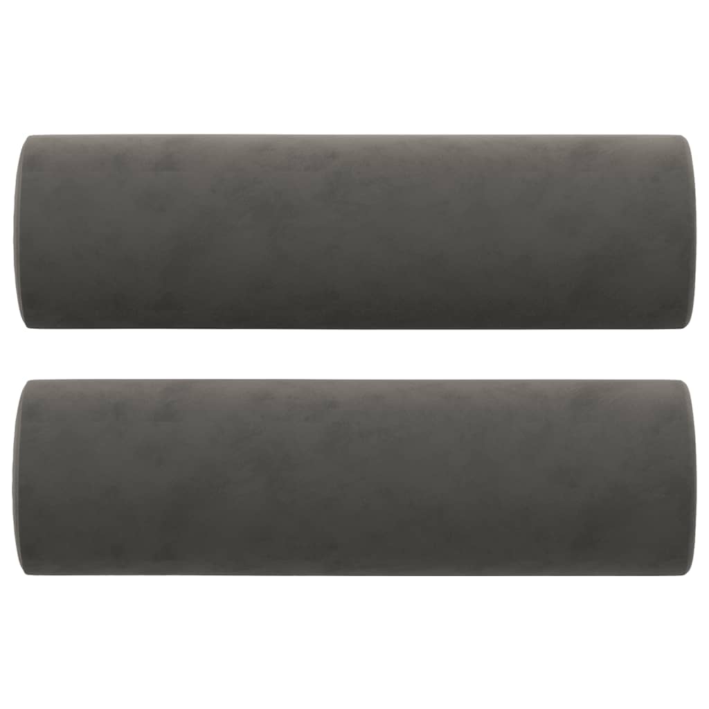 NNEVL Throw Pillows 2 pcs Dark Grey Ø15x50 cm Velvet-1
