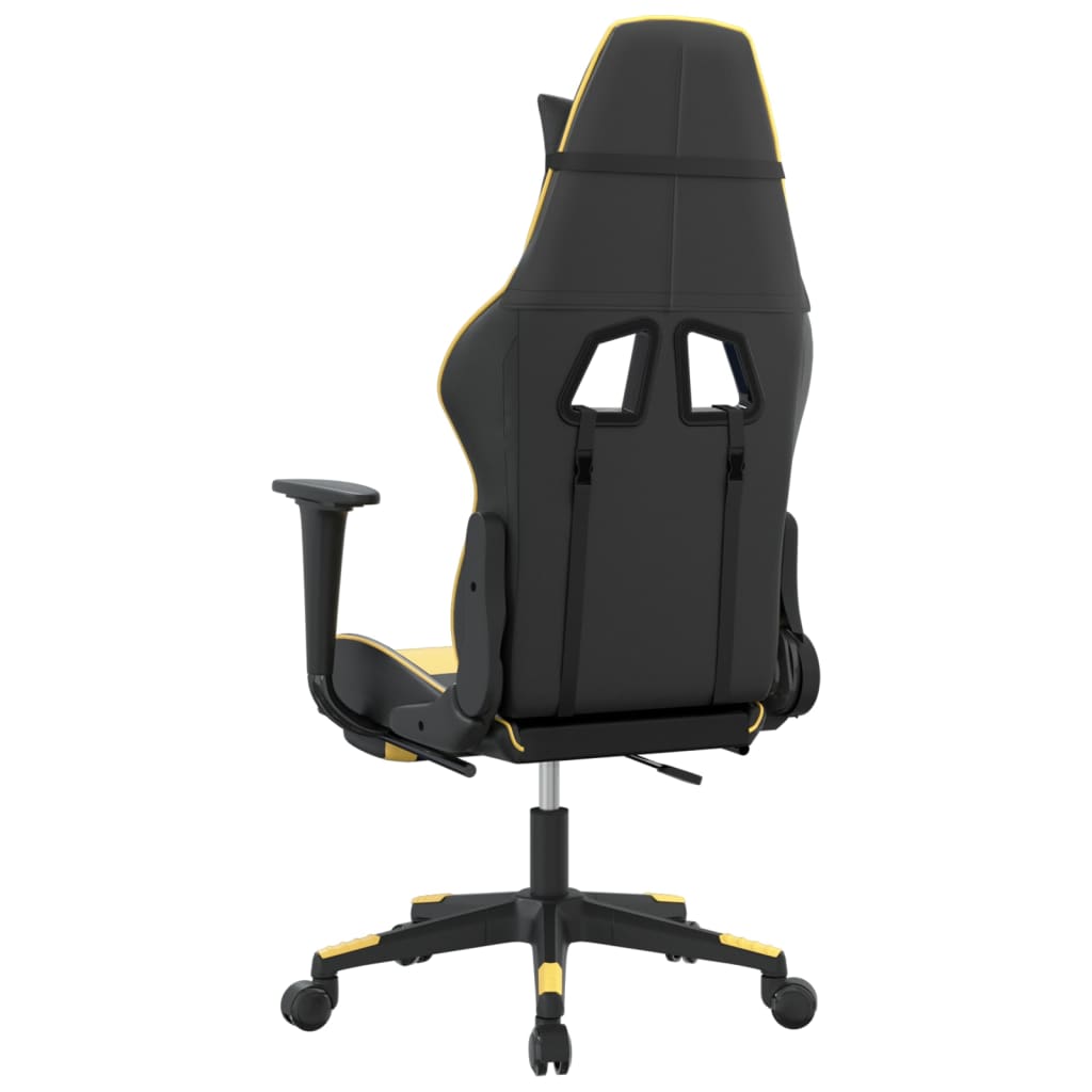 vidaXL Gaming Chair with Footrest Black and Gold Faux Leather-3