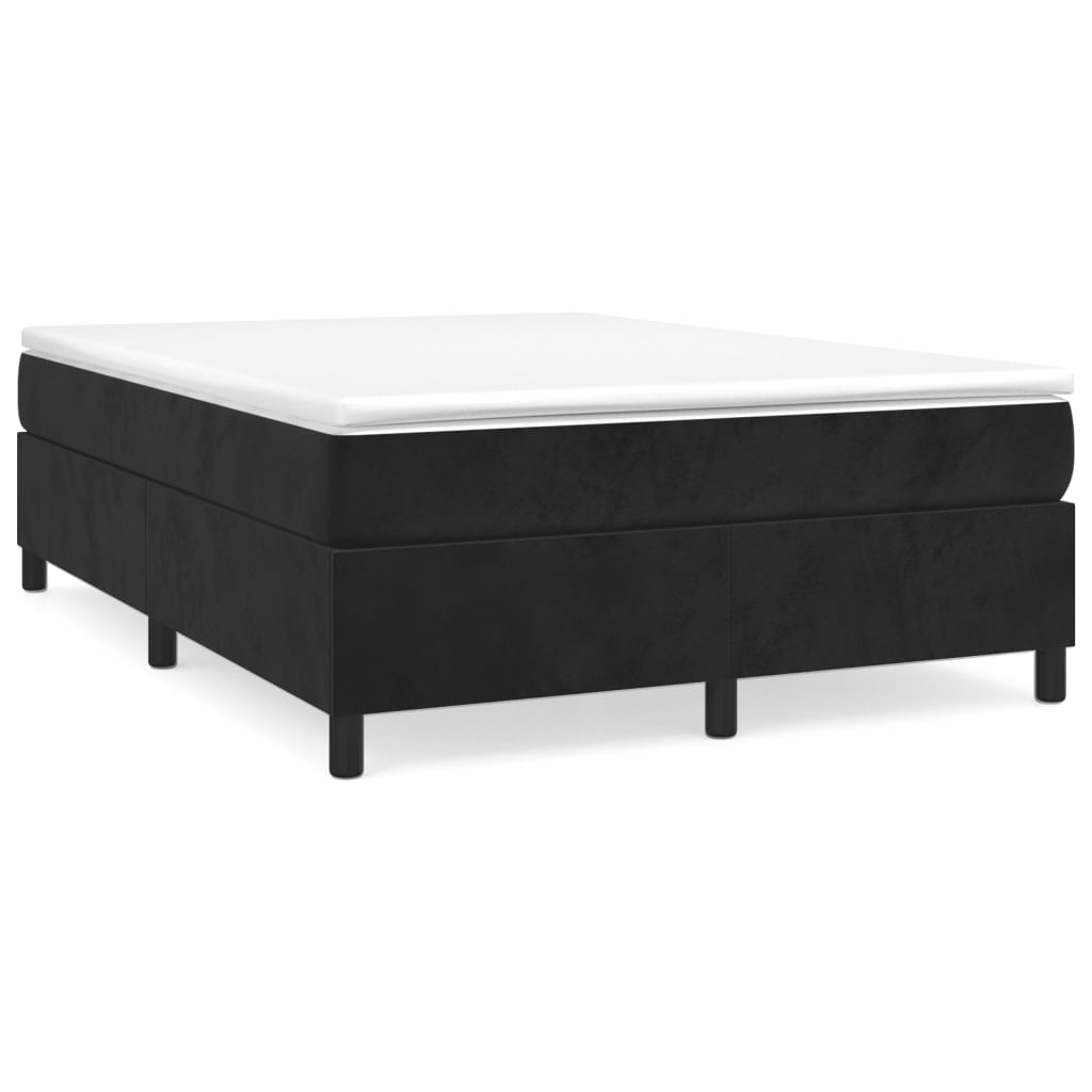 NNEVL Bed Frame without Mattress Black Double Velvet-1
