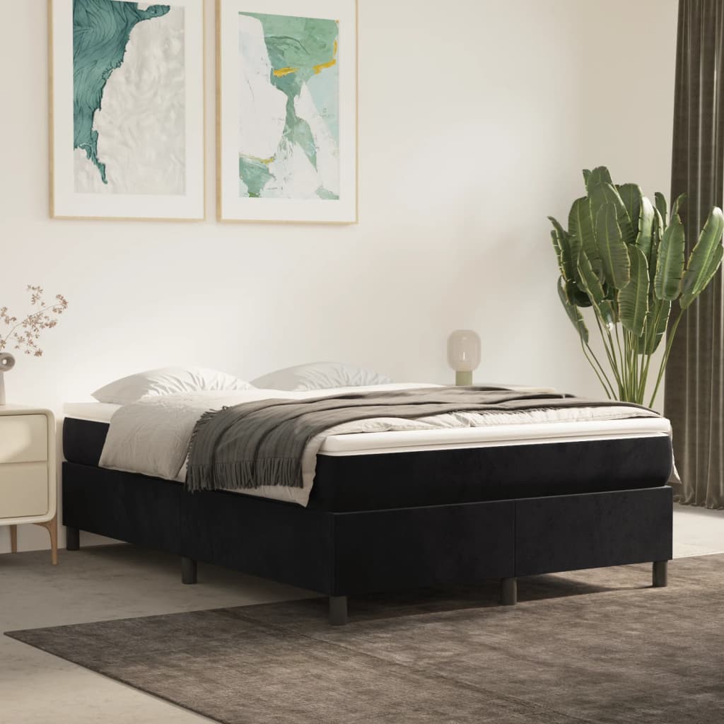 NNEVL Bed Frame without Mattress Black Double Velvet-0