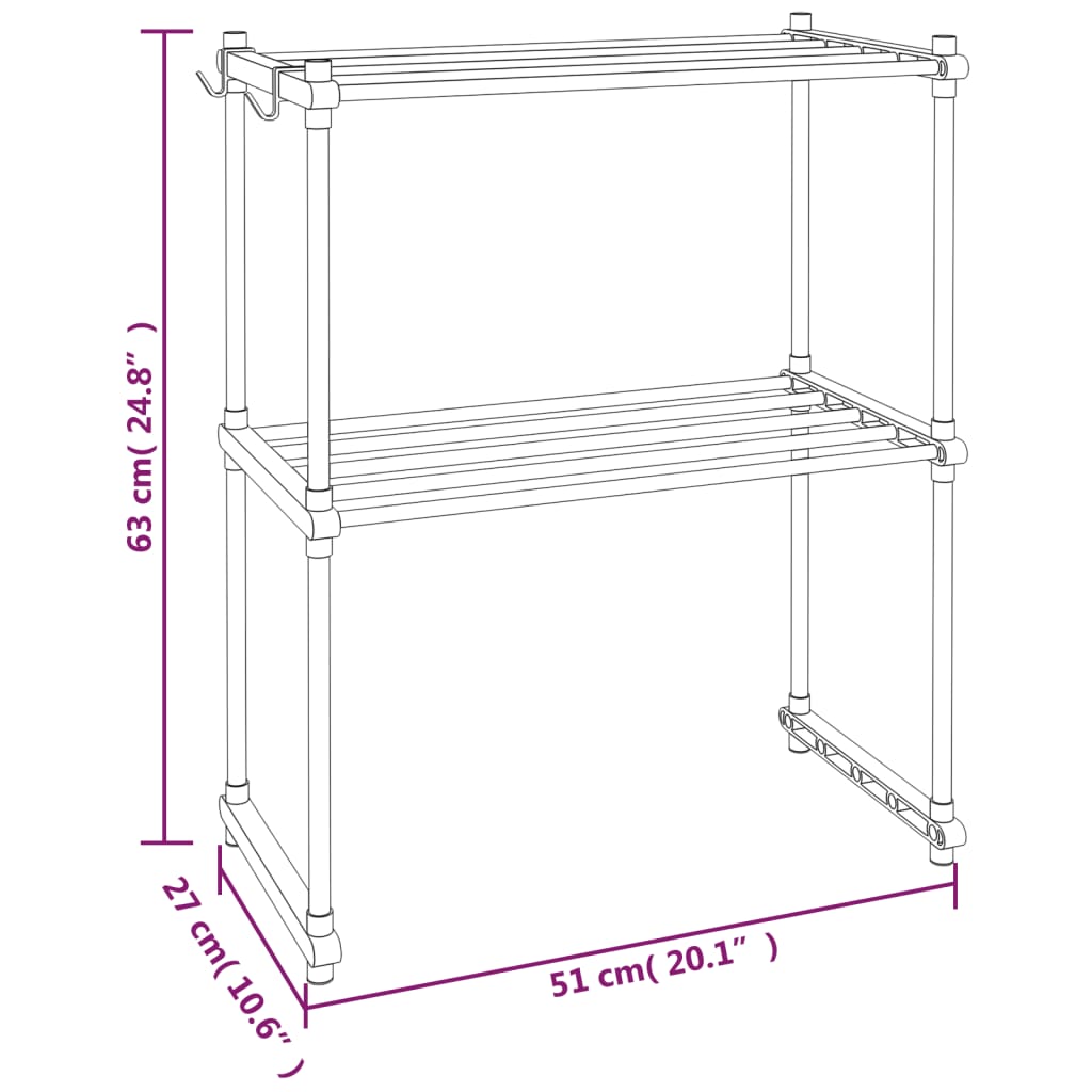 vidaXL Microwave Shelf White 20.1"x10.6"x24.8" Aluminum-4