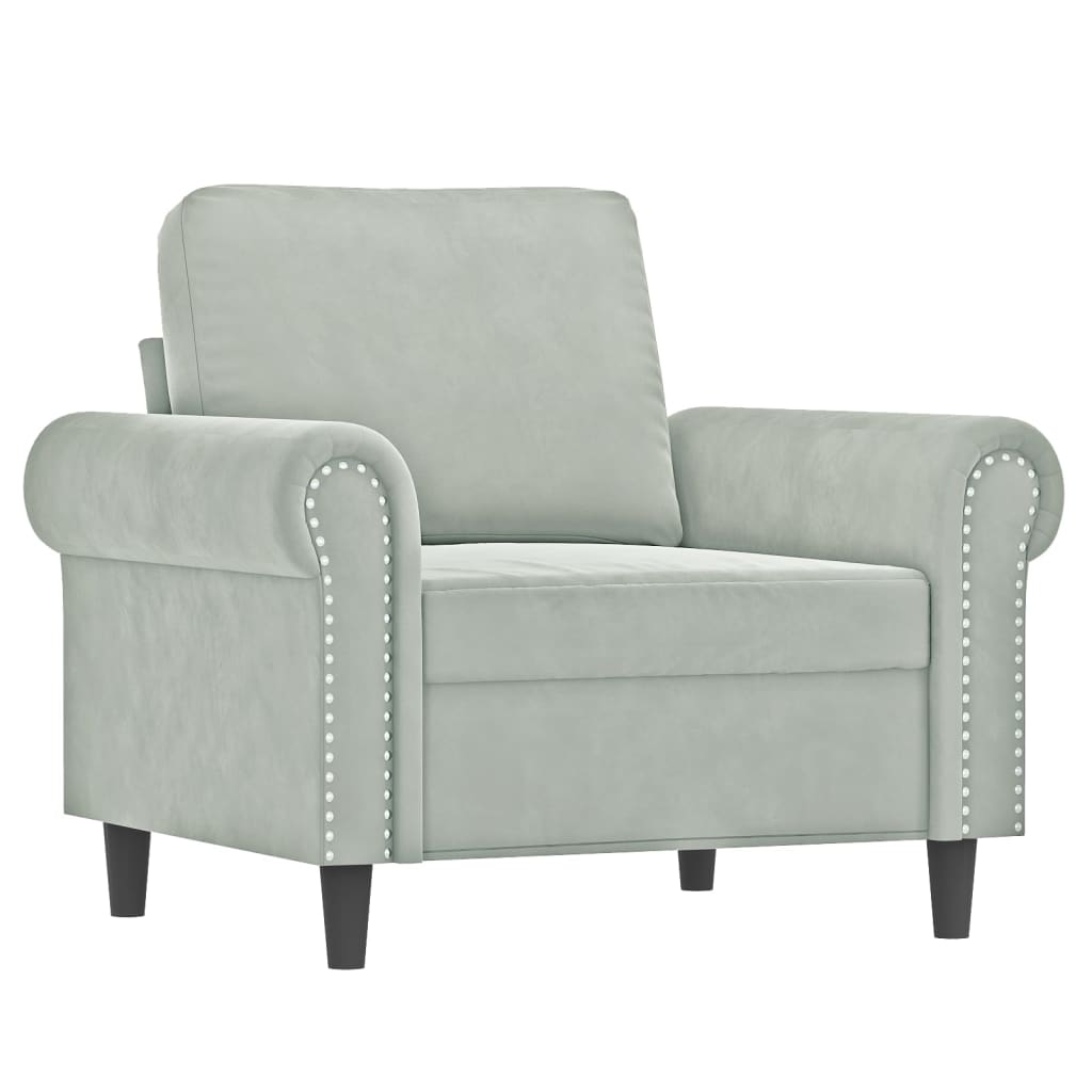 NNEVL 4 Piece Sofa Set with Pillows Light Grey Velvet-2