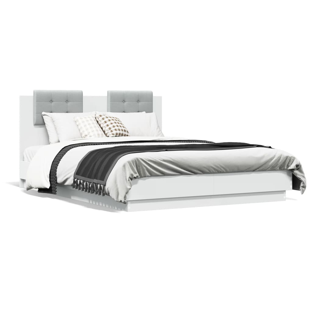 NNEVL Bed Frame without Mattress White 135x190 cm-1