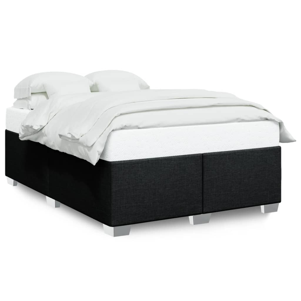 NNEVL Bed Frame without Mattress Black Double Fabric-1