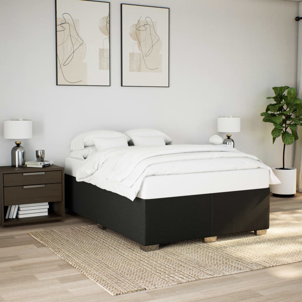 NNEVL Bed Frame without Mattress Black Double Fabric-0