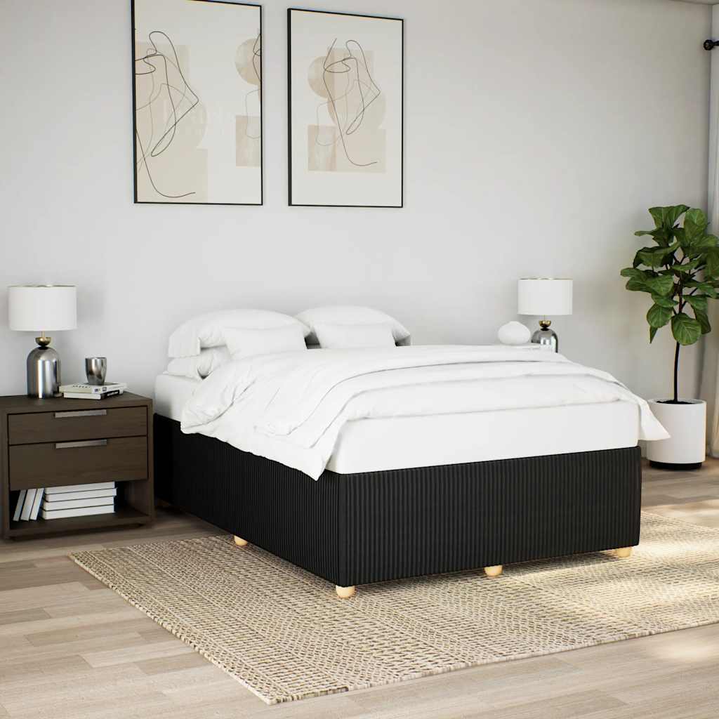 NNEVL Bed Frame without Mattress Black Queen Fabric-0