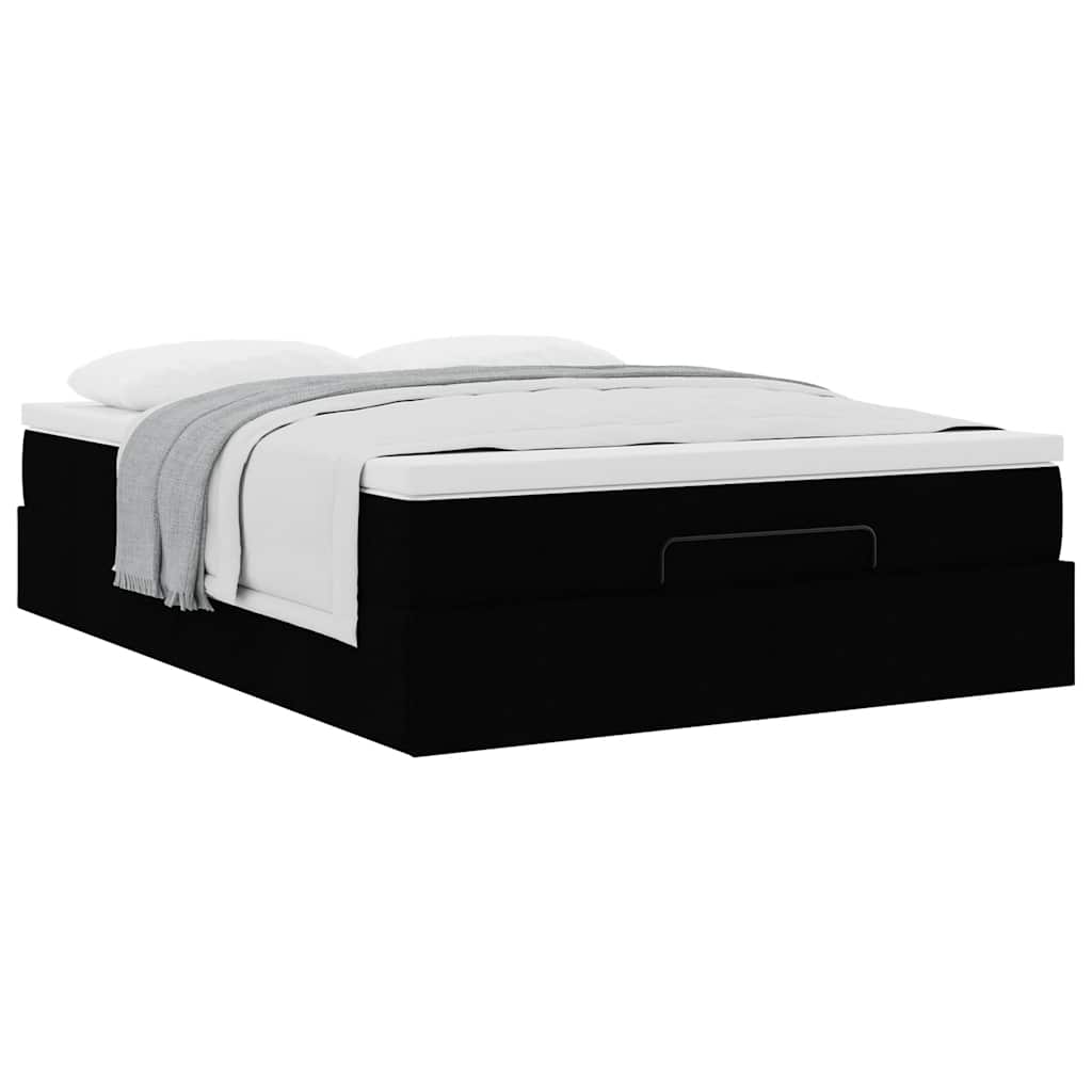 NNEVL Ottoman Bed with Mattress Black Double Fabric-4