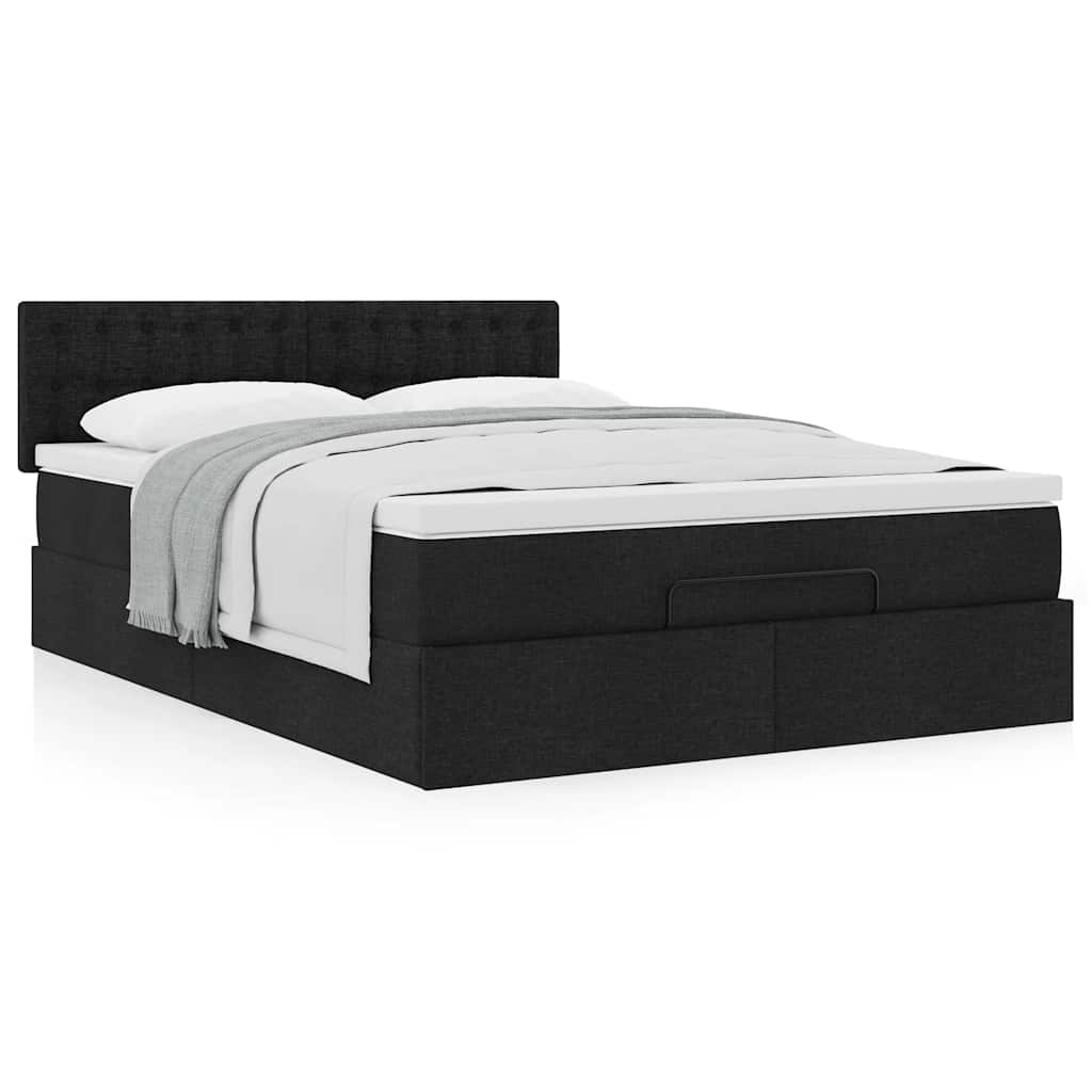 NNEVL Ottoman Bed with Mattress Black Queen Fabric-4