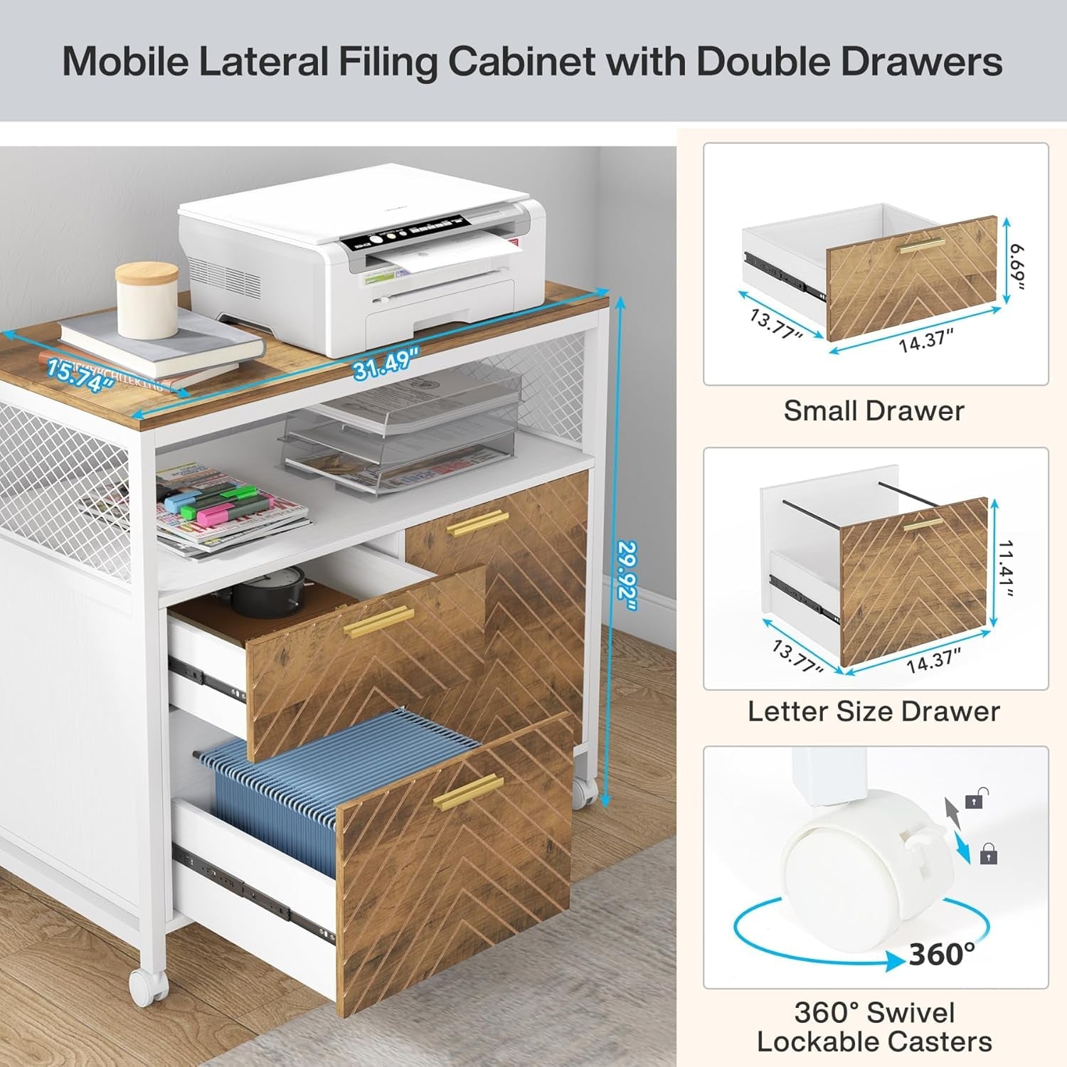 Modern File Cabinet with Drawers for Letter-Sized File and Door ...