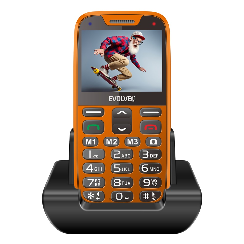 EVOLVEO EasyPhone XR, mobilní telefon pro seniory s nabíjecím stojánkem, oranžová (SGM EP-601-XR-OR)-0