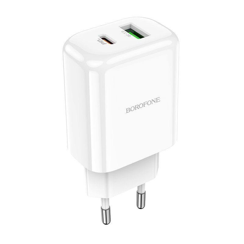 Borofone BN4 USB-A / USB-C Hálózati Töltő Adapter 20W USB-C kábellel - Fehér (BN4-FEHER)-0