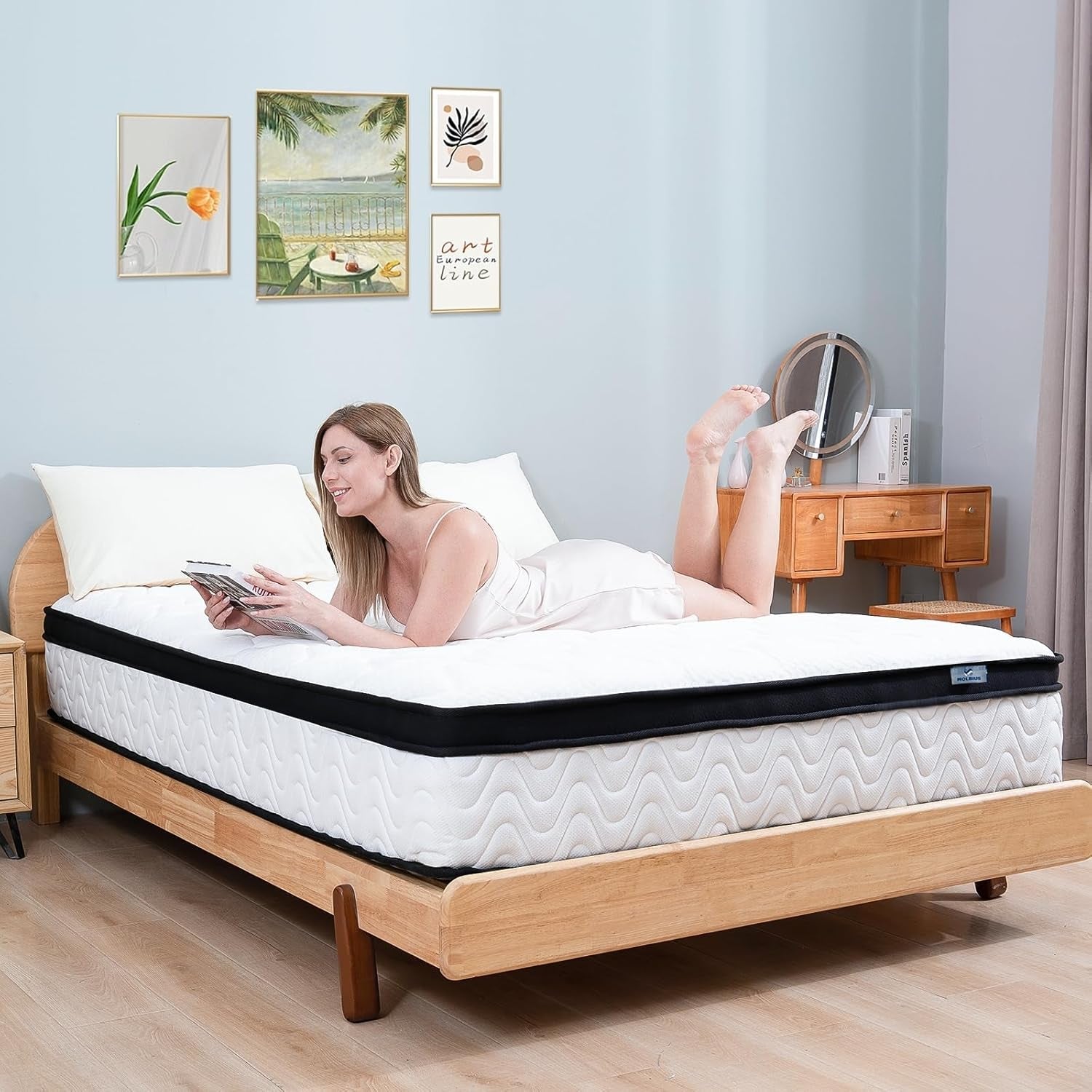Full Size 10 Inch Hybrid Mattress FiberglassFreeBreathable-3